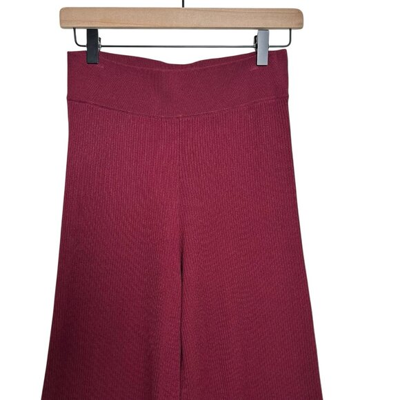 Anthropologie Maroon Small Ribbed Harem Pants Boho Lounge Wide Leg Cropped Ankle - Picture 4 of 11